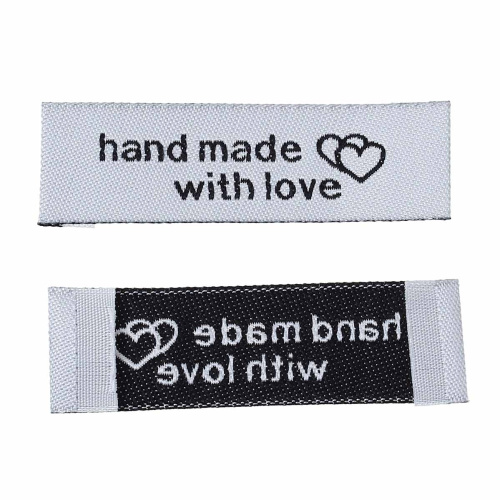 Этикетки для одежды Пришивные "hand made with love"
