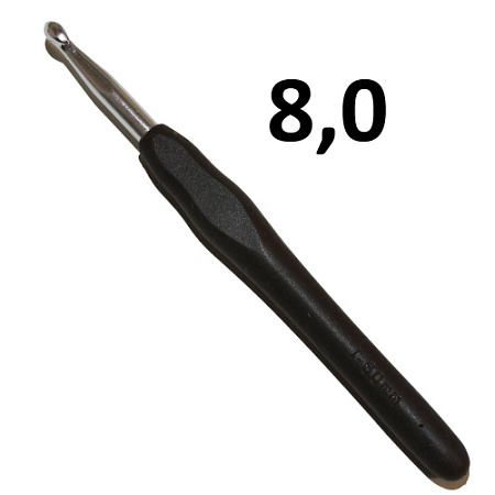 Крючок вязальный, алюминиевый с пластиковой цветной ручкой, 13,5 см